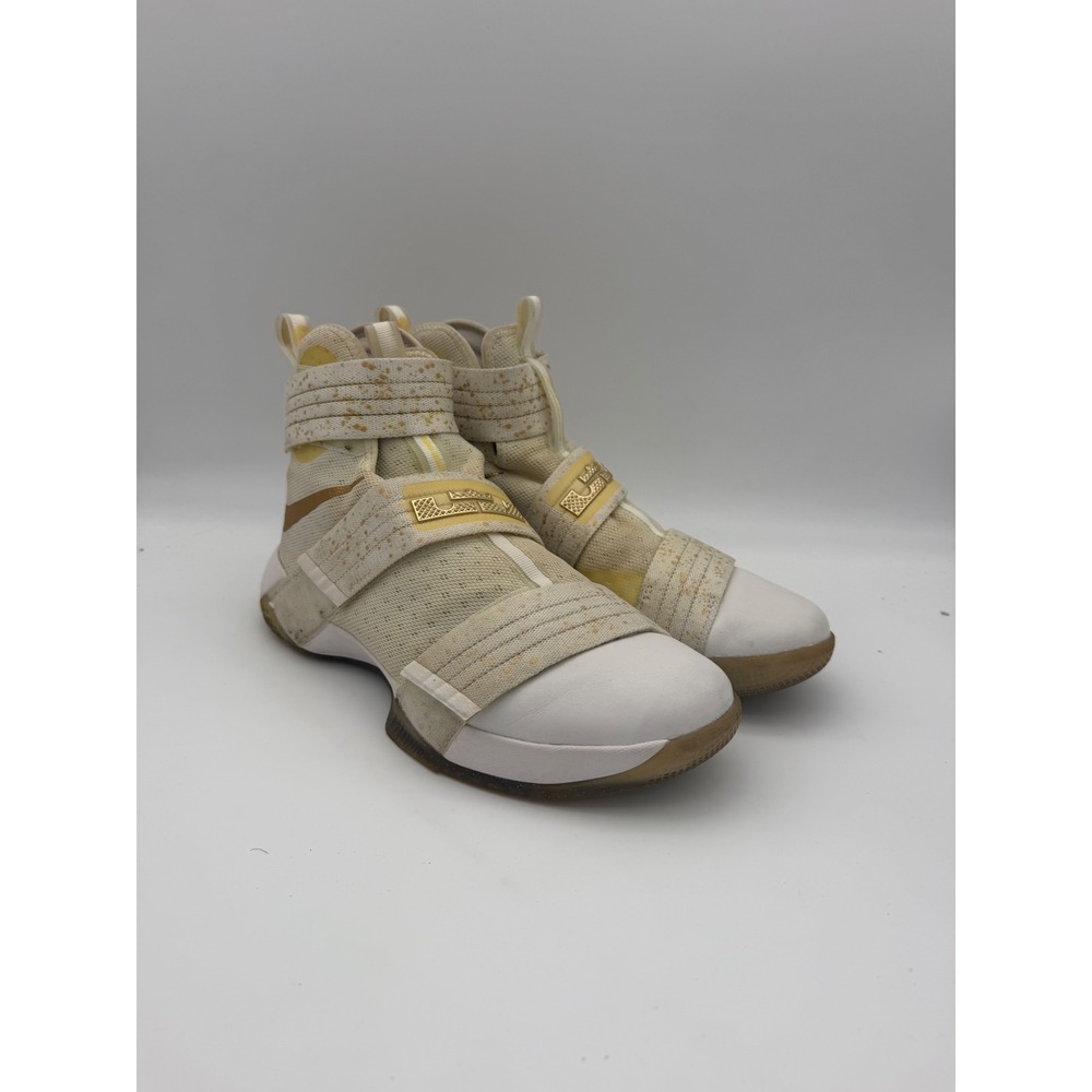 Nike LeBron Soldier 10 USA Gold Medal White Metallic Gold 844374-177 Mens 10
